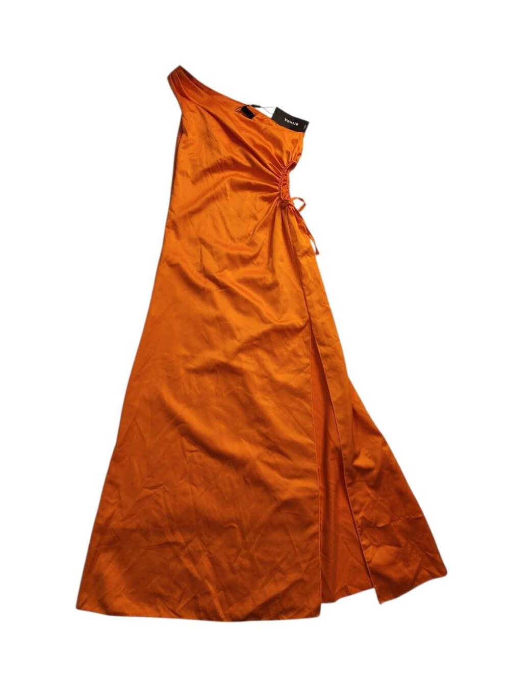 NWT Venti6 One Shoulder High Split Cocktail Maxi Dress Size S/M Orange High Slit